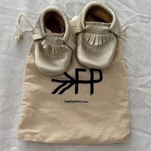 Freshly Picked Metallic Gold Moccasins